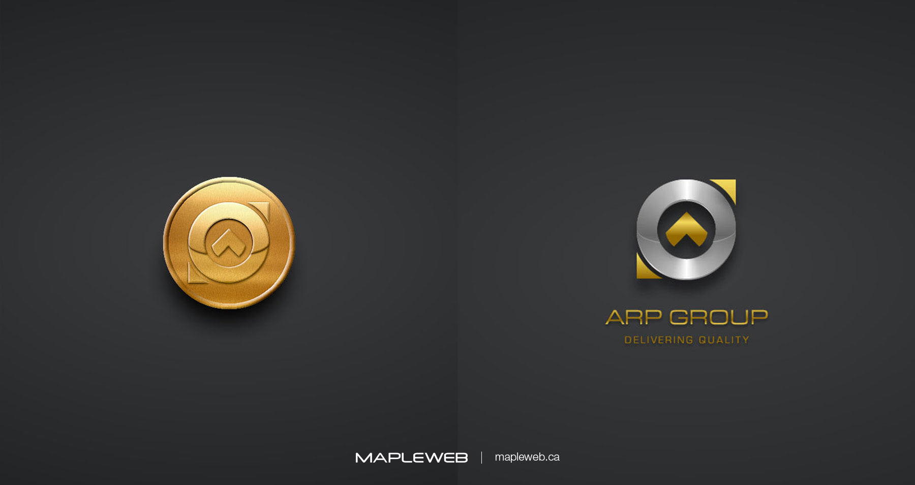 Arp Group Brand design by Mapleweb Dark Grey Silver and Yellow Gradient Logo